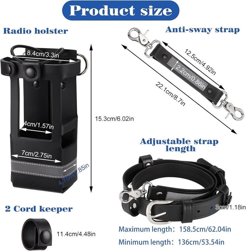 abcGoodefg Leather Firefighter Radio Strap and Holder, Reflective Leather Radio Holster Set with Anti-sway Strap, Cord Keepers Compatible with Motorola APX 6000/6000XE/8000/8000XE - Image 3